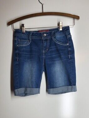 Arizona Jean Company Mid-Blue Rolled Cuff Denim Shorts